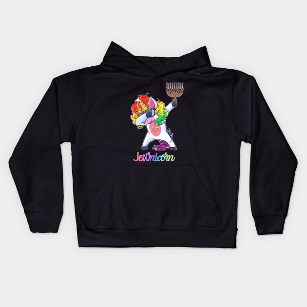 Jewnicorn- Jewish Dabbing Unicorn Hanukkah Kids Hoodie by GigibeanCreations